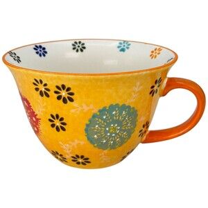 Signature Large Boho Coffee Mug Cup Latte Stoneware Yellow